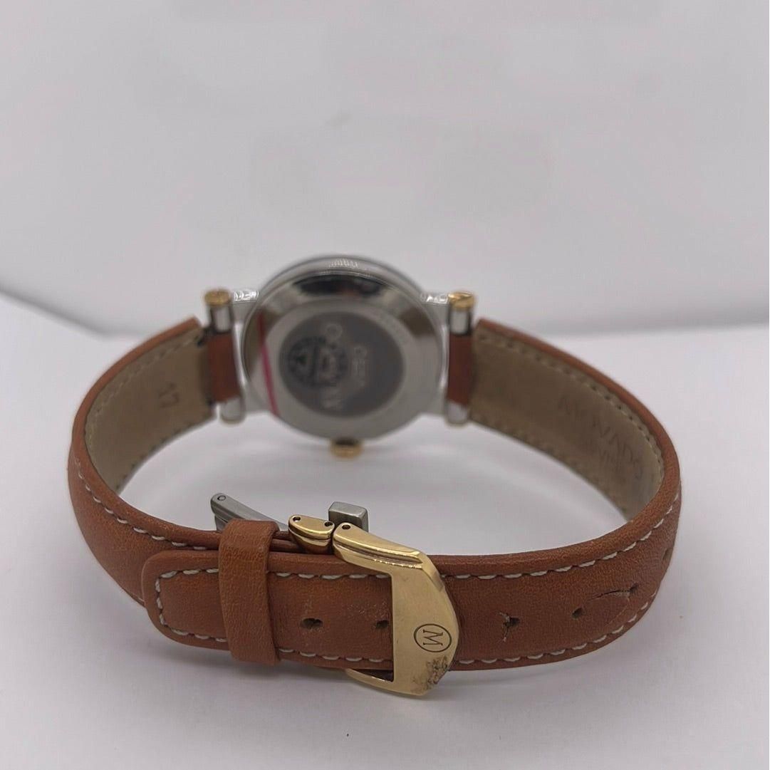 Movado Vizio Ladies White Dial Light Brown Leather Band Watch 1603601