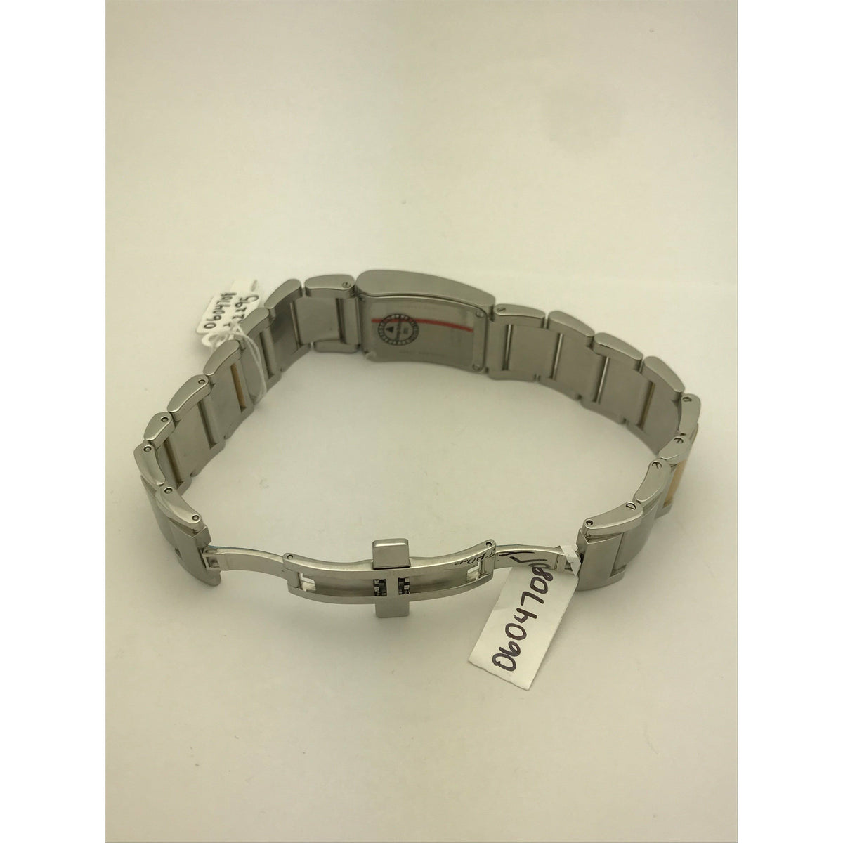 Movado Ladies Rectangle Black Dial Two Tone Stainless Steel Bracelet Watch 0604708
