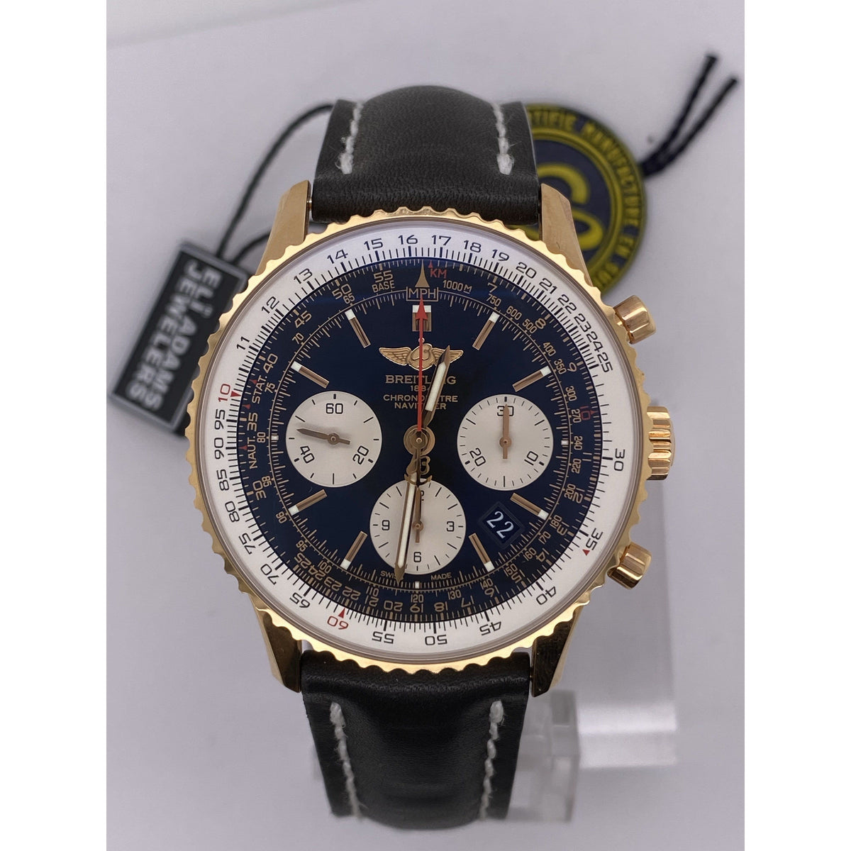 Breitling Men's Navitimer Chronometer Black Dial Black Leather Strap Watch RB012012/BA49-435X