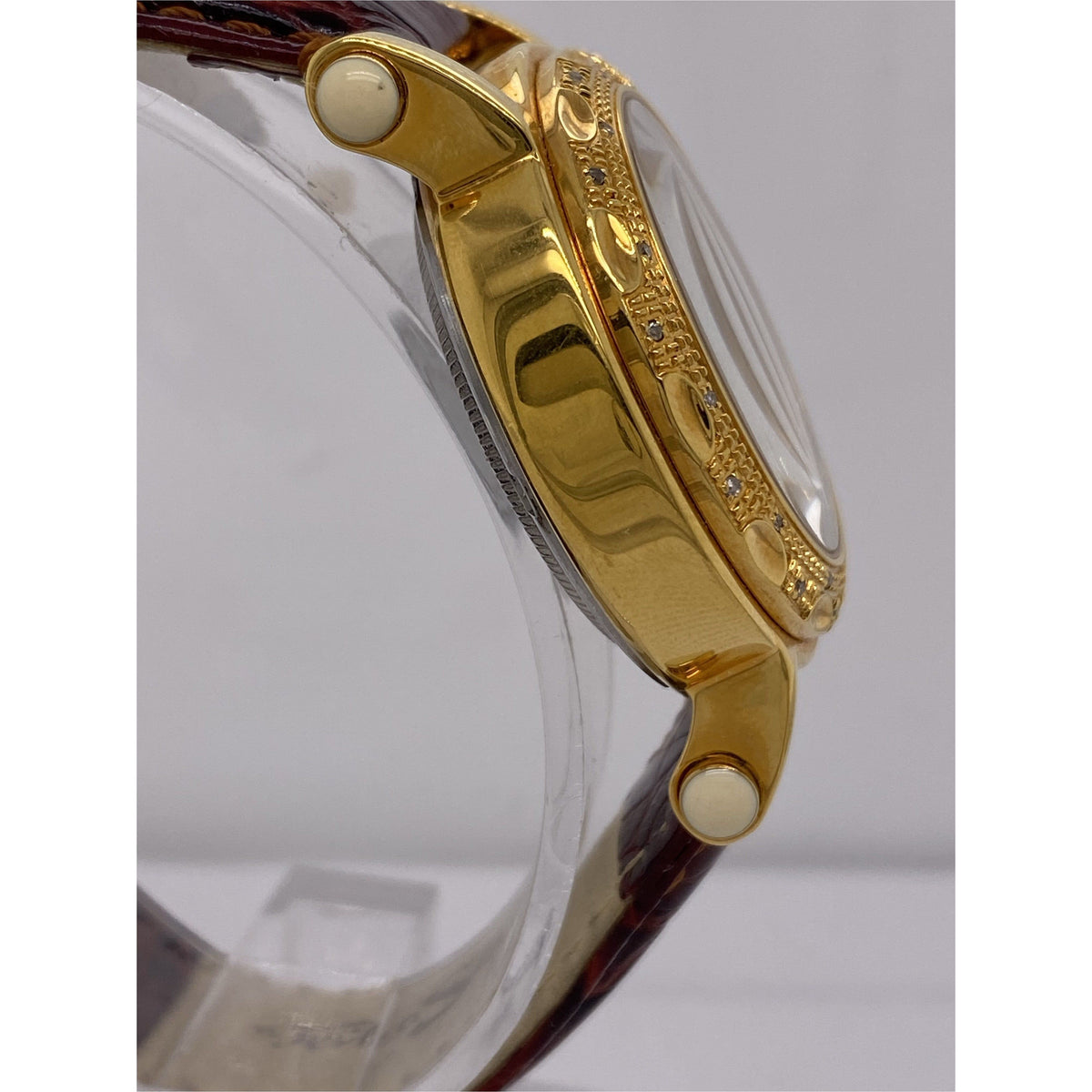 Techno Swiss Ladies White Snowflake Dial Brown Leather Strap Watch TSM-1033