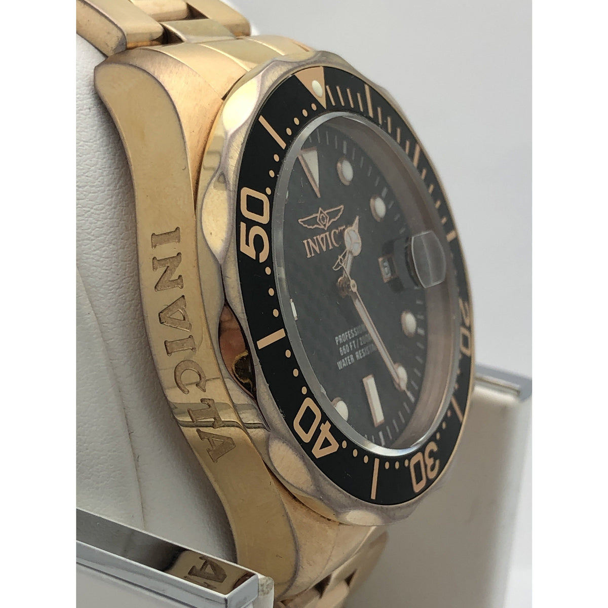 Invicta Men's Black Dial Rose Gold Tone Stainless Steel Bracelet Watch 14541