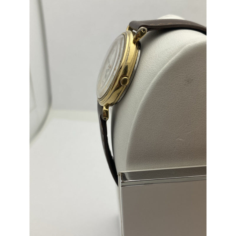Lorus Men's White Dial Brown Leather Strap Watch V539-6A00