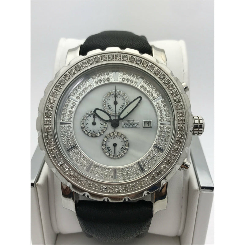 Freeze Men's Stainless Steel 2.00CT. Diamonds Crystal Chrono Dial Watch F6088