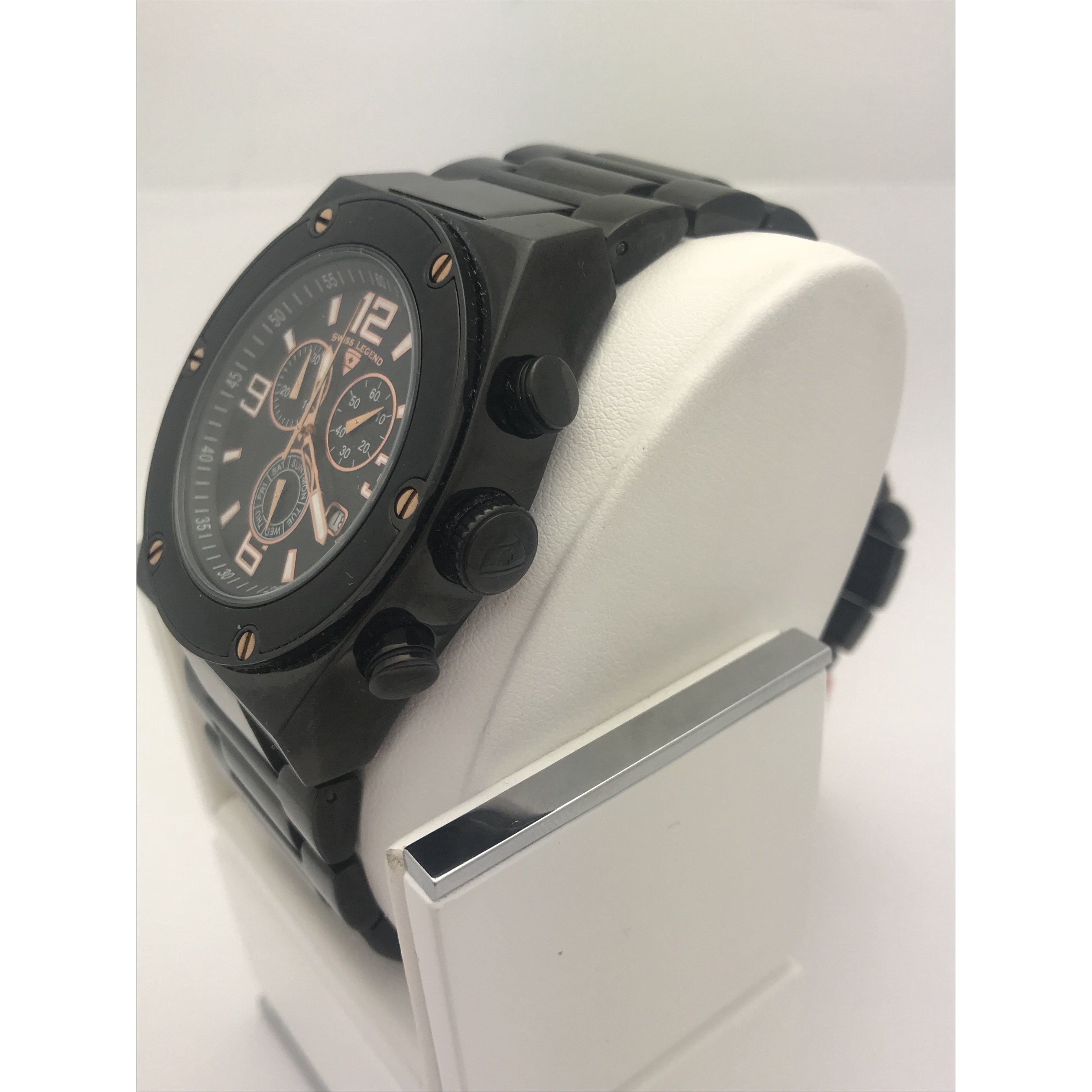 Swiss Legend Men's Black Dial Black Stainless Steel Bracelet Watch