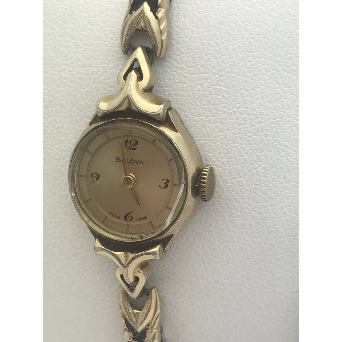 Bulova Ladies 10K RGP Bezel Stainless Steel Back Stretch Band Watch Z734948