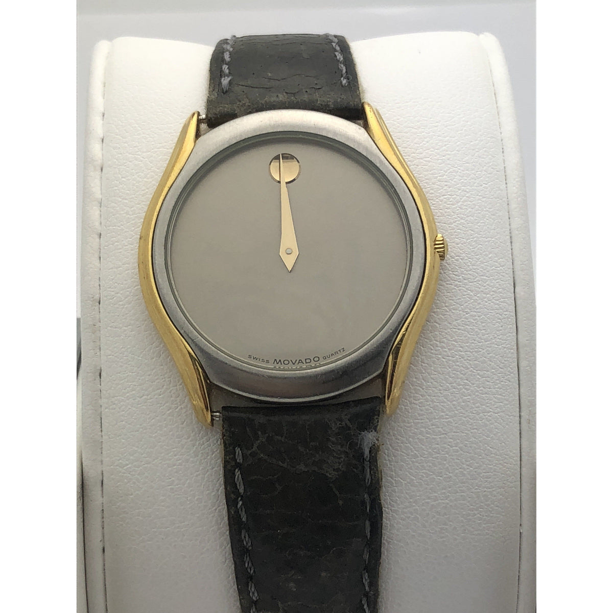 Movado Men's Gray Dial Gray Leather Strap Watch 0601805