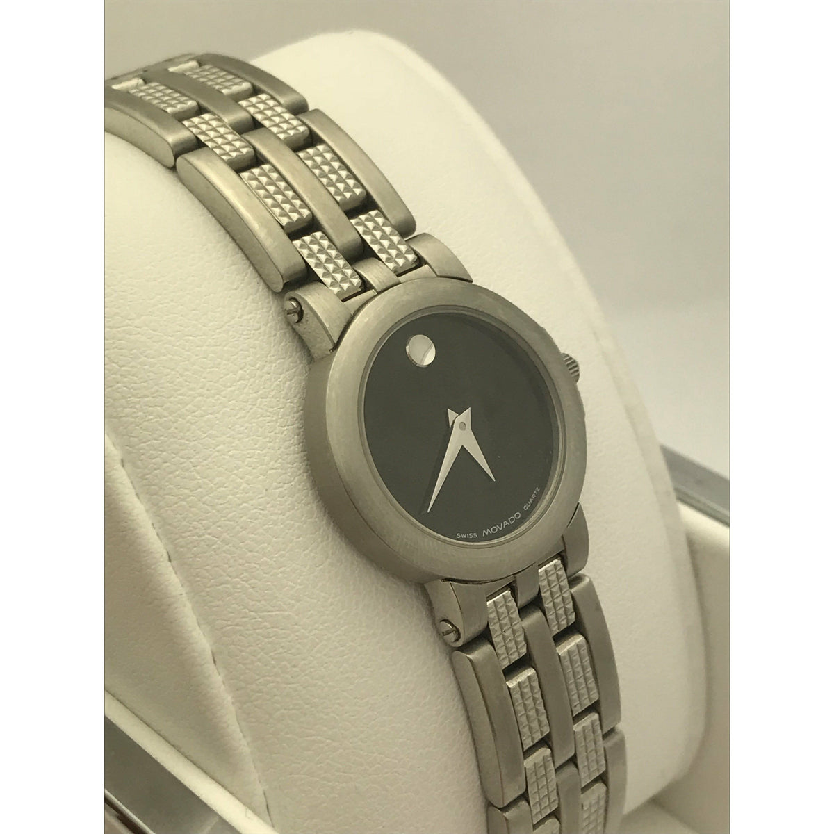Movado Ladies Black Museum Dial Stainless Steel Bracelet Watch 0603688