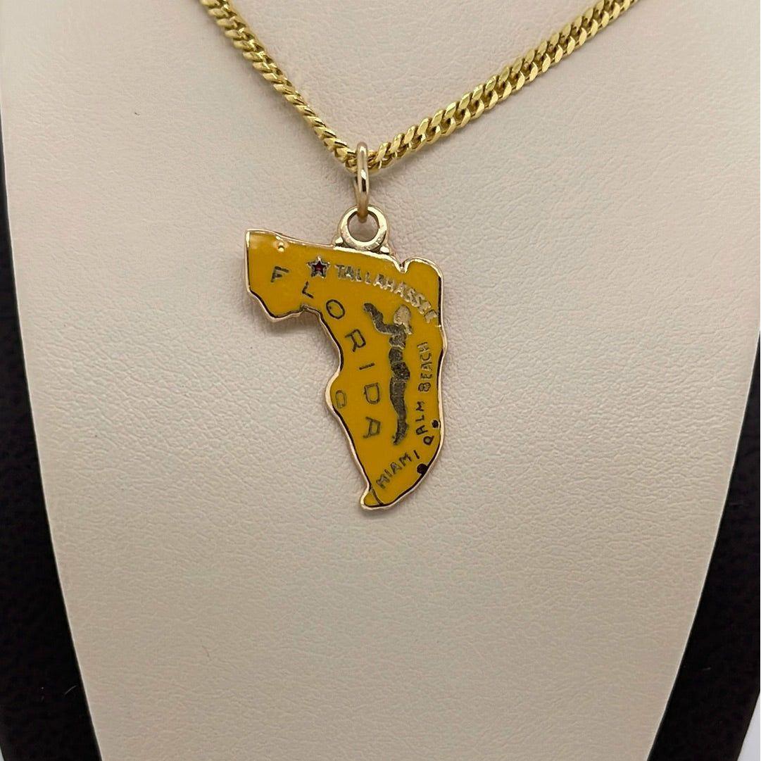 14K Yellow Gold Florida State Charm Pendant P059