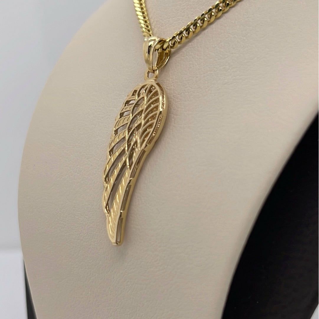 14K Yellow Angel Wing Charm Pendant P060