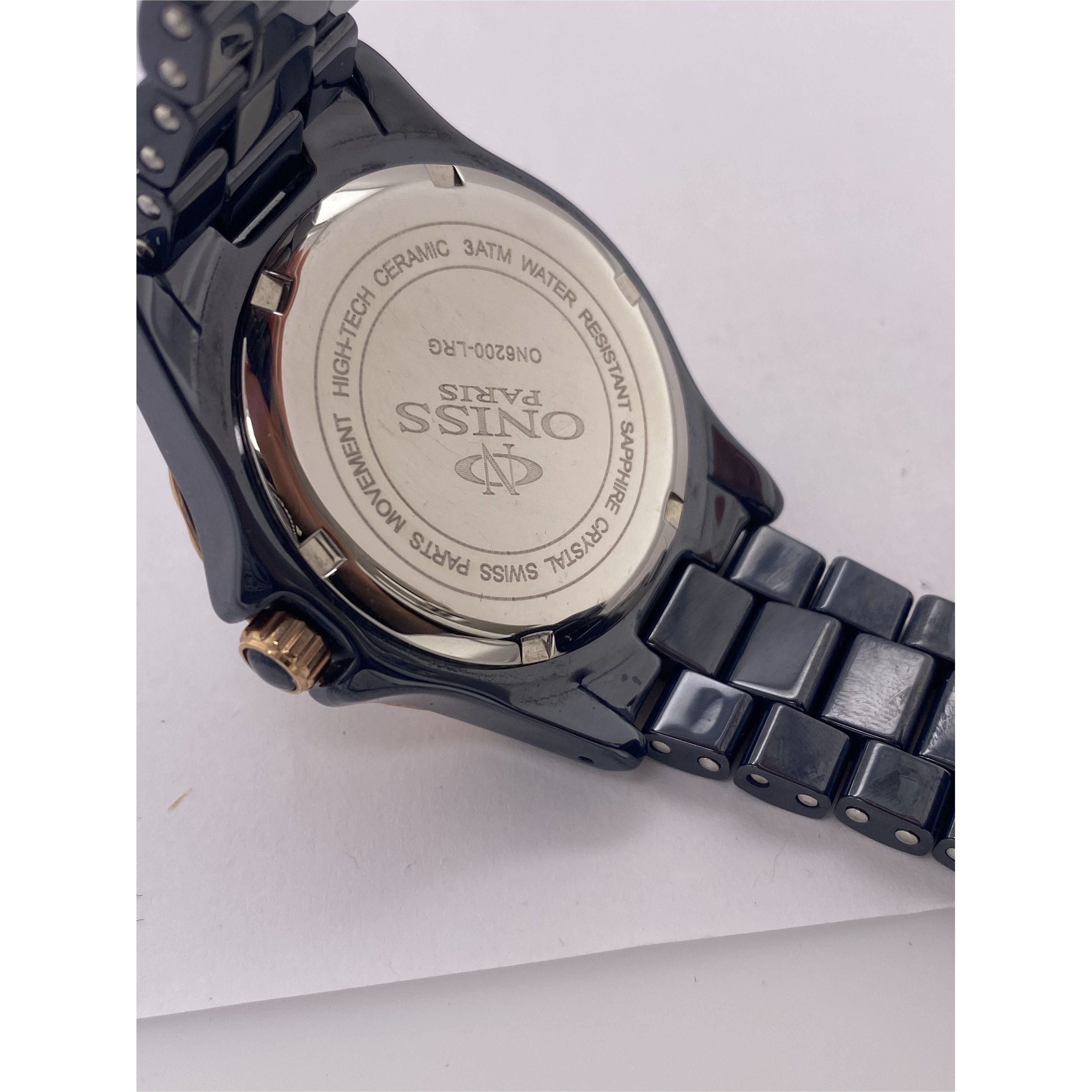 Oniss Paris Blue MOP Dial Blue Ceramic Bracelet Watch ON6200-LRG