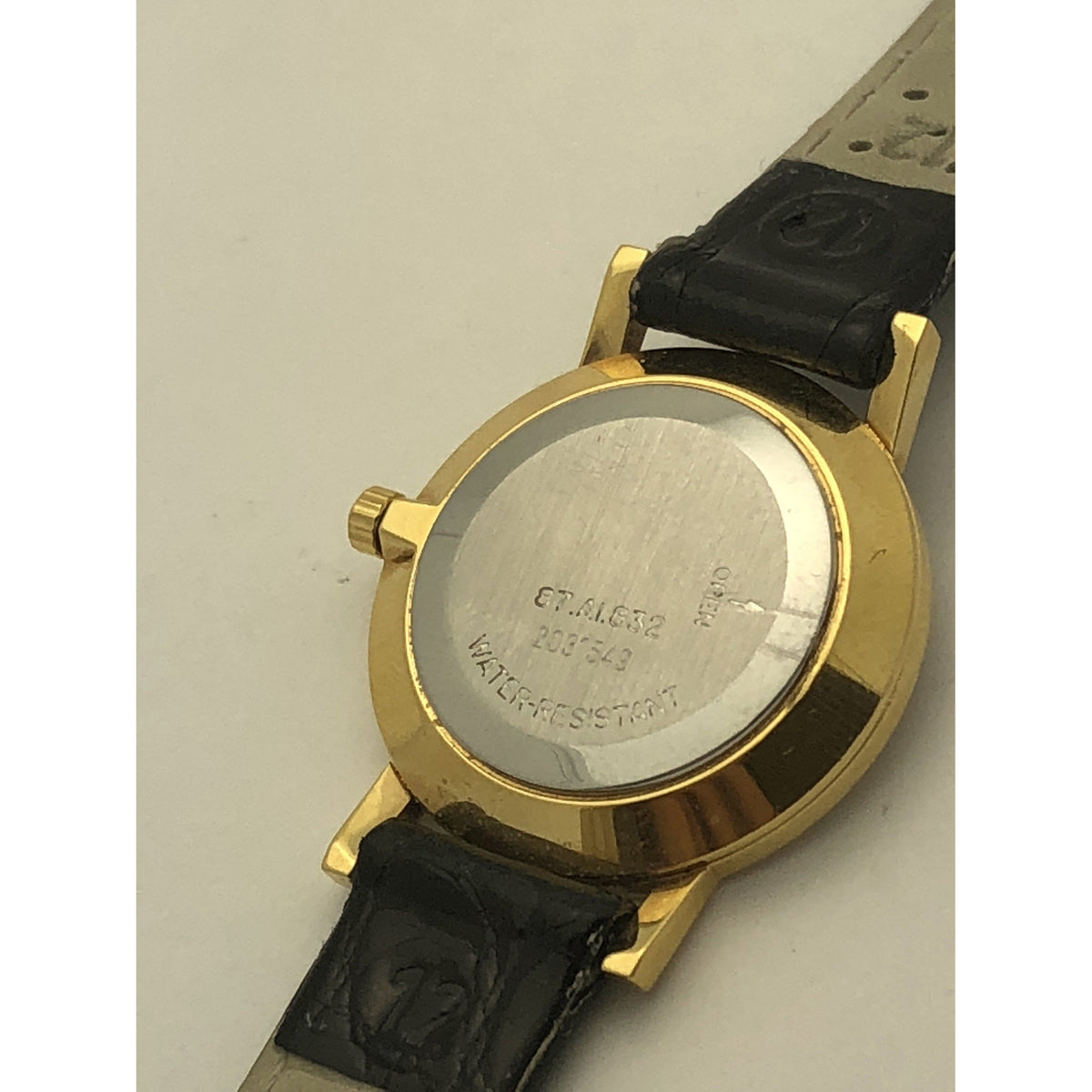 Movado Ladies Blue Dial Black Leather Strap Watch 0603329