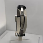 Gucci Ladies Black Dial 'G' Silver Shape Black Leather Strap Watch 3600L