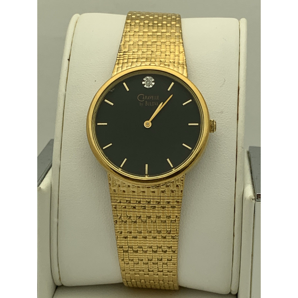 Caravelle by Bulova Unisex Black Dial Gold Tone Stainless Steel Watch 42M21