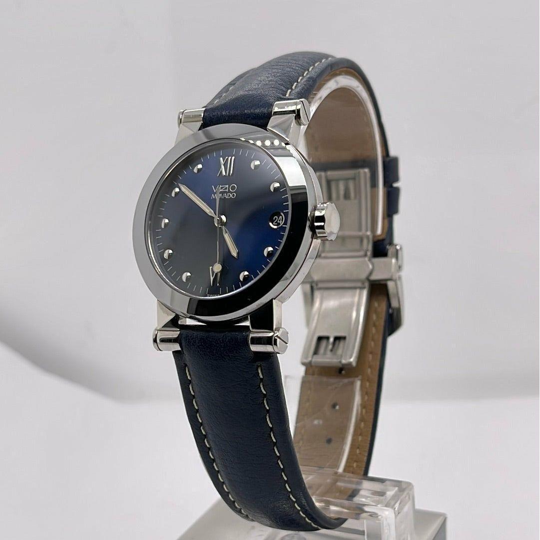 Movado Unisex Blue Dial Blue Leather Strap Quartz Watch 0604265