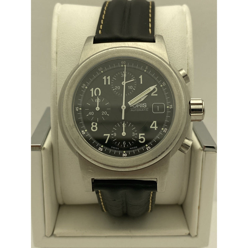 Oris Men's Automatic Swiss Black Dial Black Leather Strap Watch 7511
