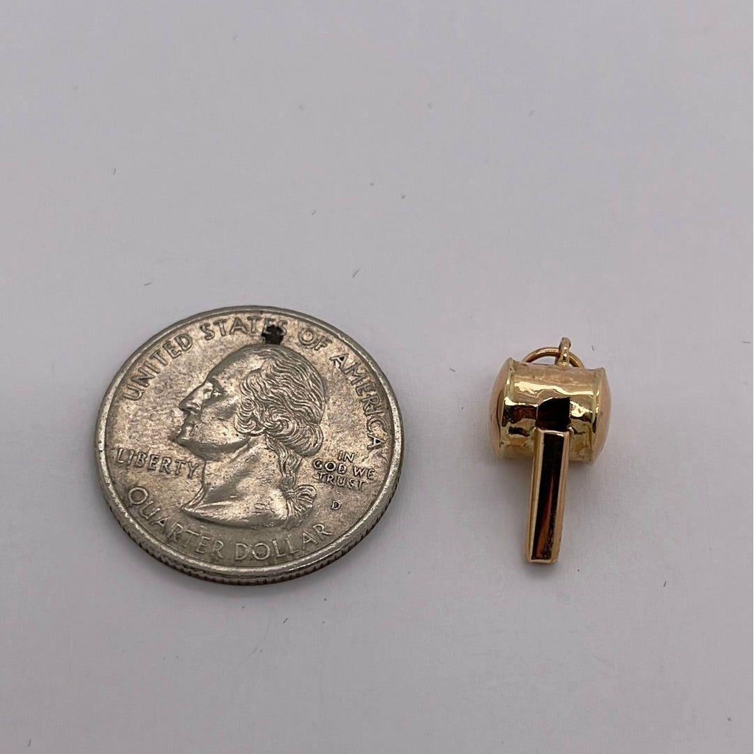14K Yellow Gold Whistle Charm Pendant P036