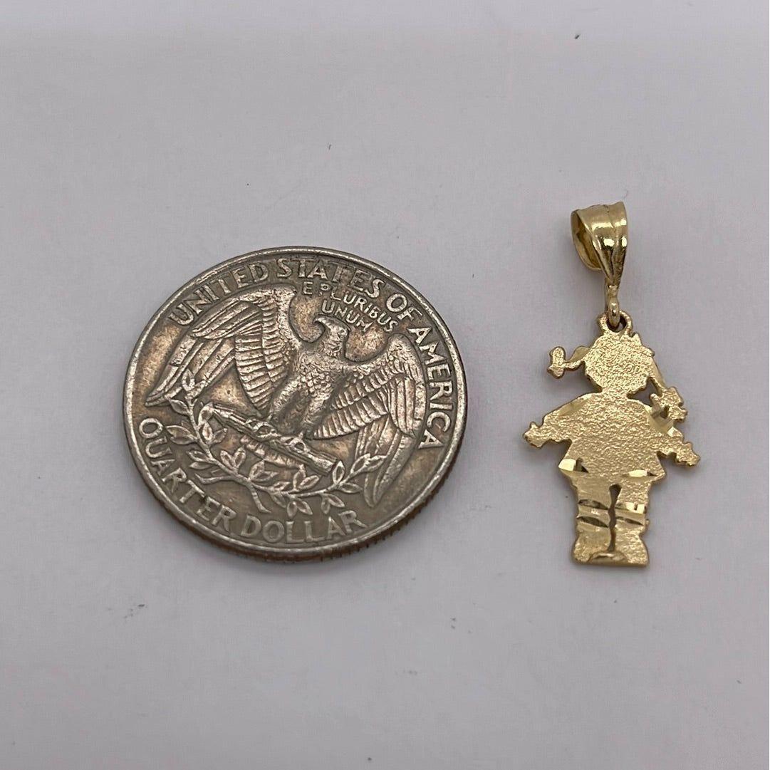 14K Yellow Gril Charm Pendant P063