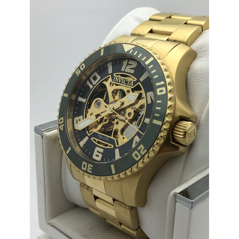 Invicta Mens Gold/Gray Tone Skeleton Dial Gold Tone Stainless Steel Watch 22604