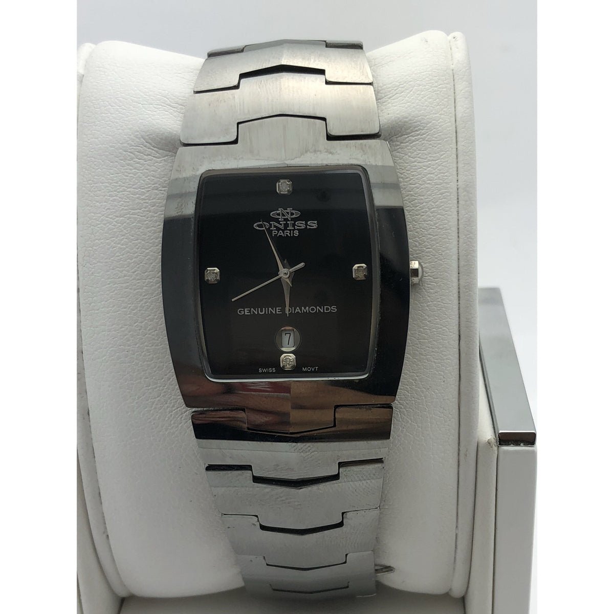 Oniss Men's Black Dial Silver Tone Stainless Steel Watch ON329