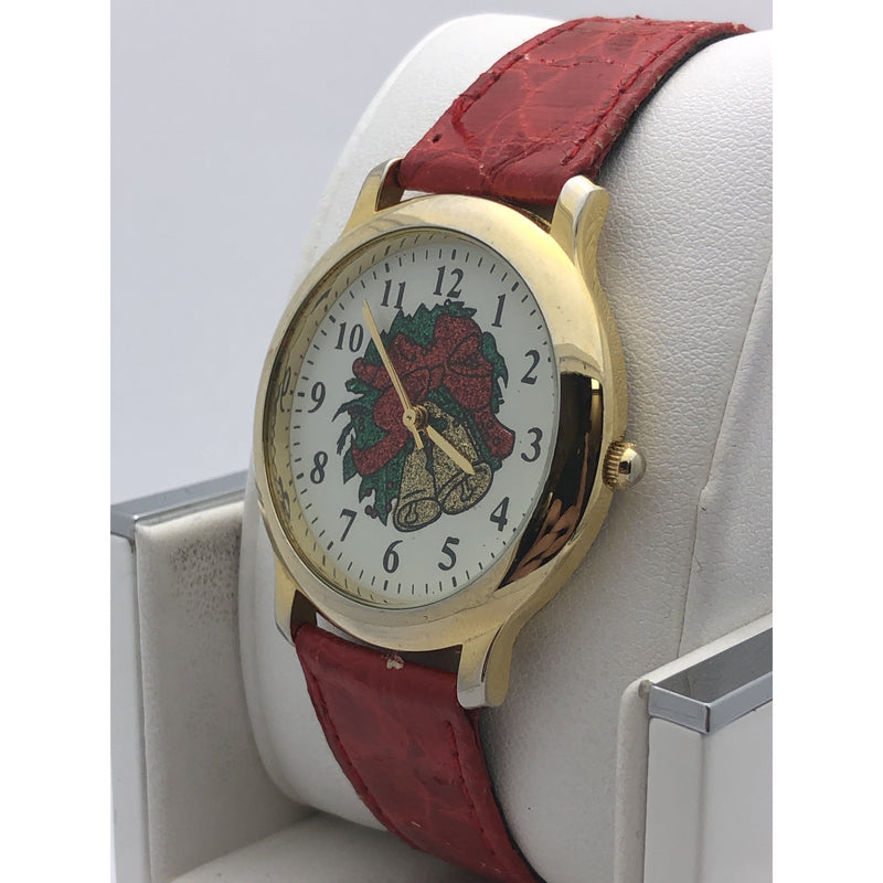 North Pole Inc. White/Red Dial Red Leather Strap Watch F5495A