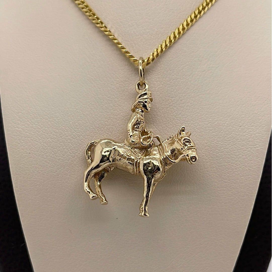 14K Yellow Horse -N-Soldier Charm Pendant P062