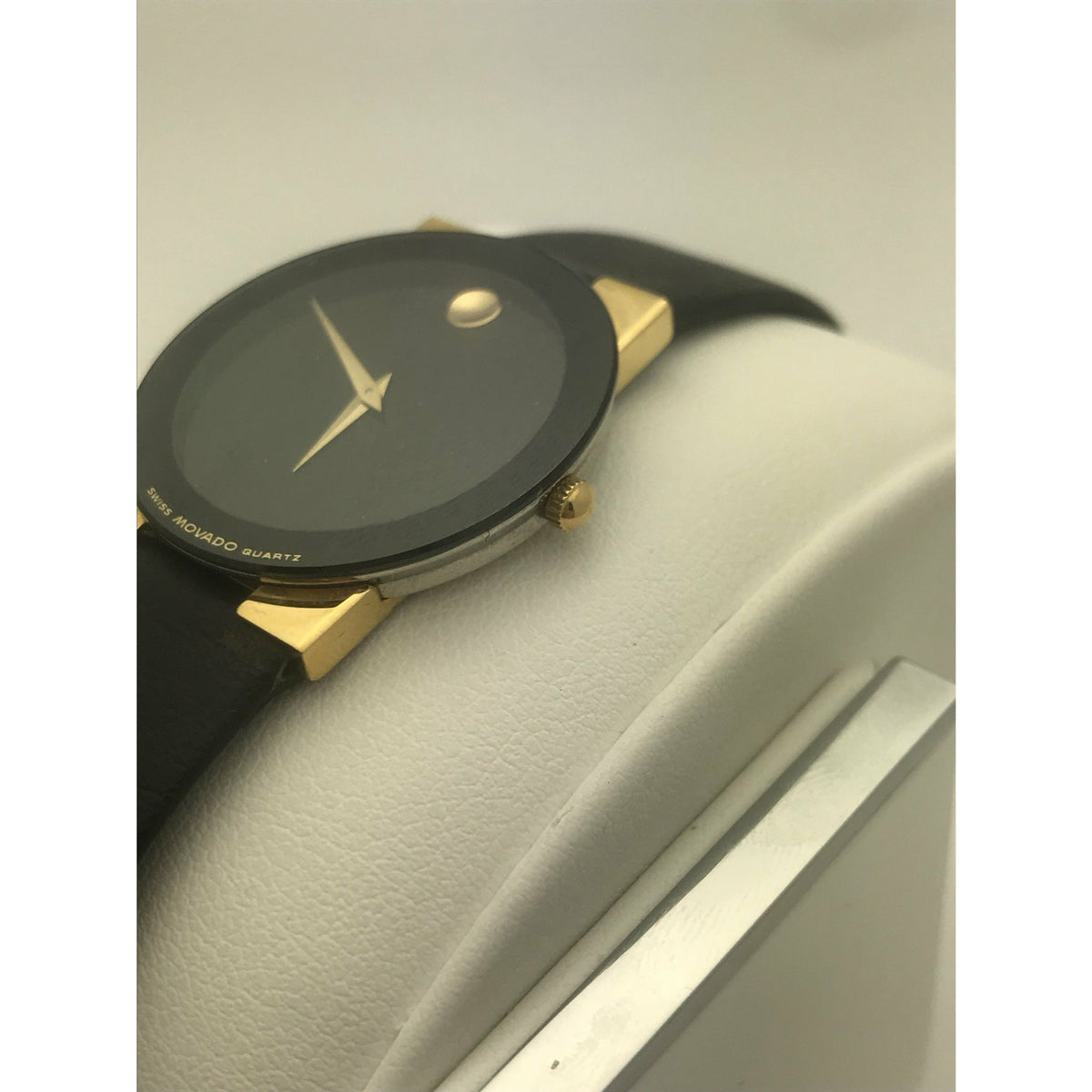 Movado Ladies Museum Black Dial Black Leather Band Watch 0603859