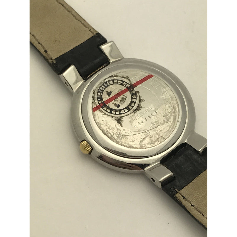 Movado Ladies White Dial Black Leather Strap Watch 0602836