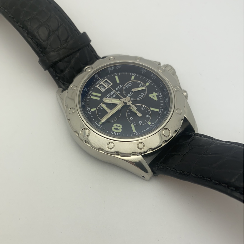 Raymond Weil Geneve Men s Black Dial Black Alligator Strap Watch