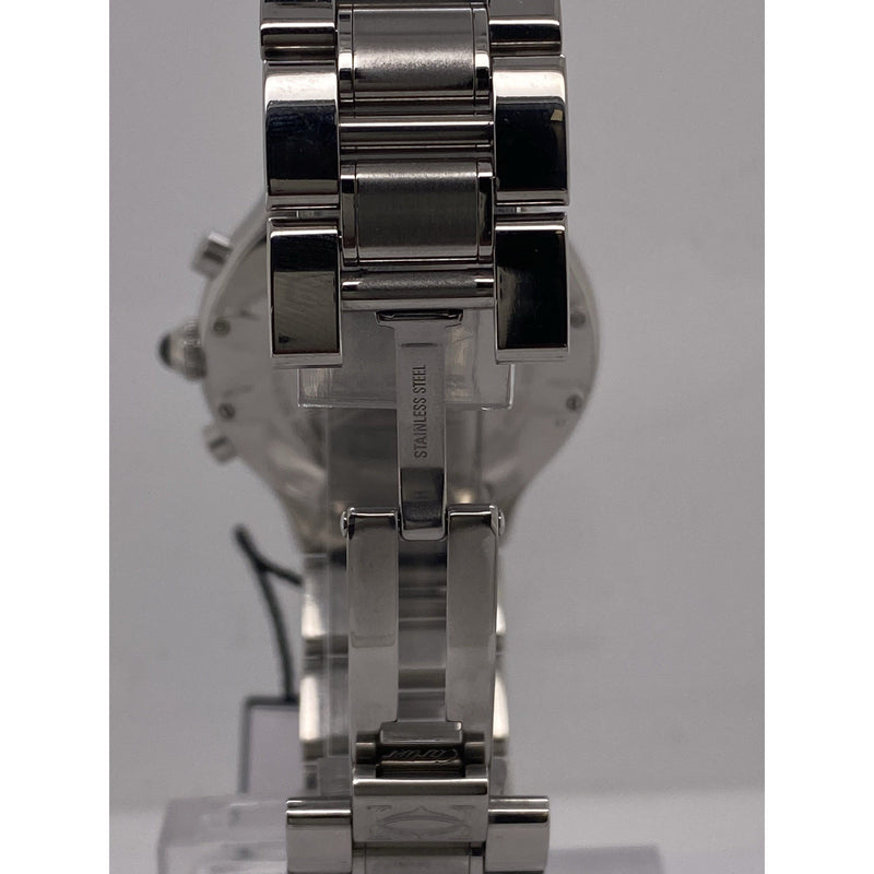 Cartier Black Pattern Dial Stainless Steel Bracelet Chrono Quartz Watch 2424/98395PL