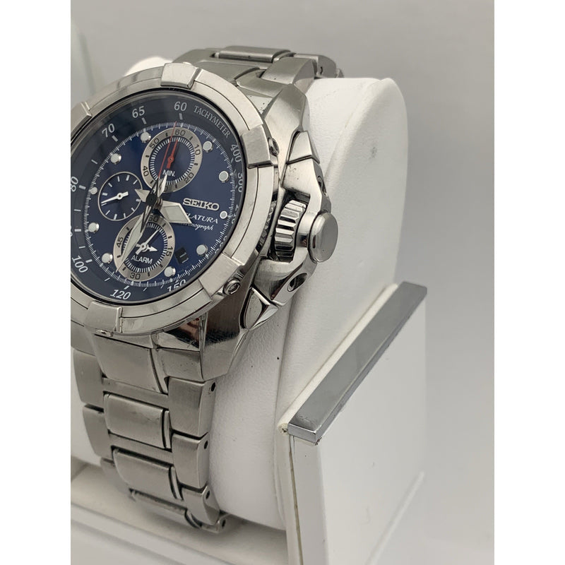 Seiko Velatura Men's Blue Dial Stainless Steel Chrono Watch SPC071