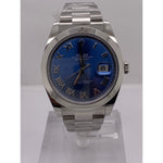 Rolex Men's Oyster Perpetual Datejust 41 Blue Dial Silver Oyster Bracelet Watch
