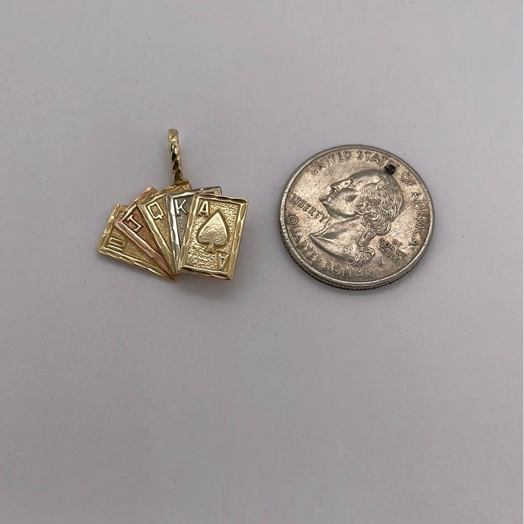 14K Gold Playing Cards Charm Pendant P040