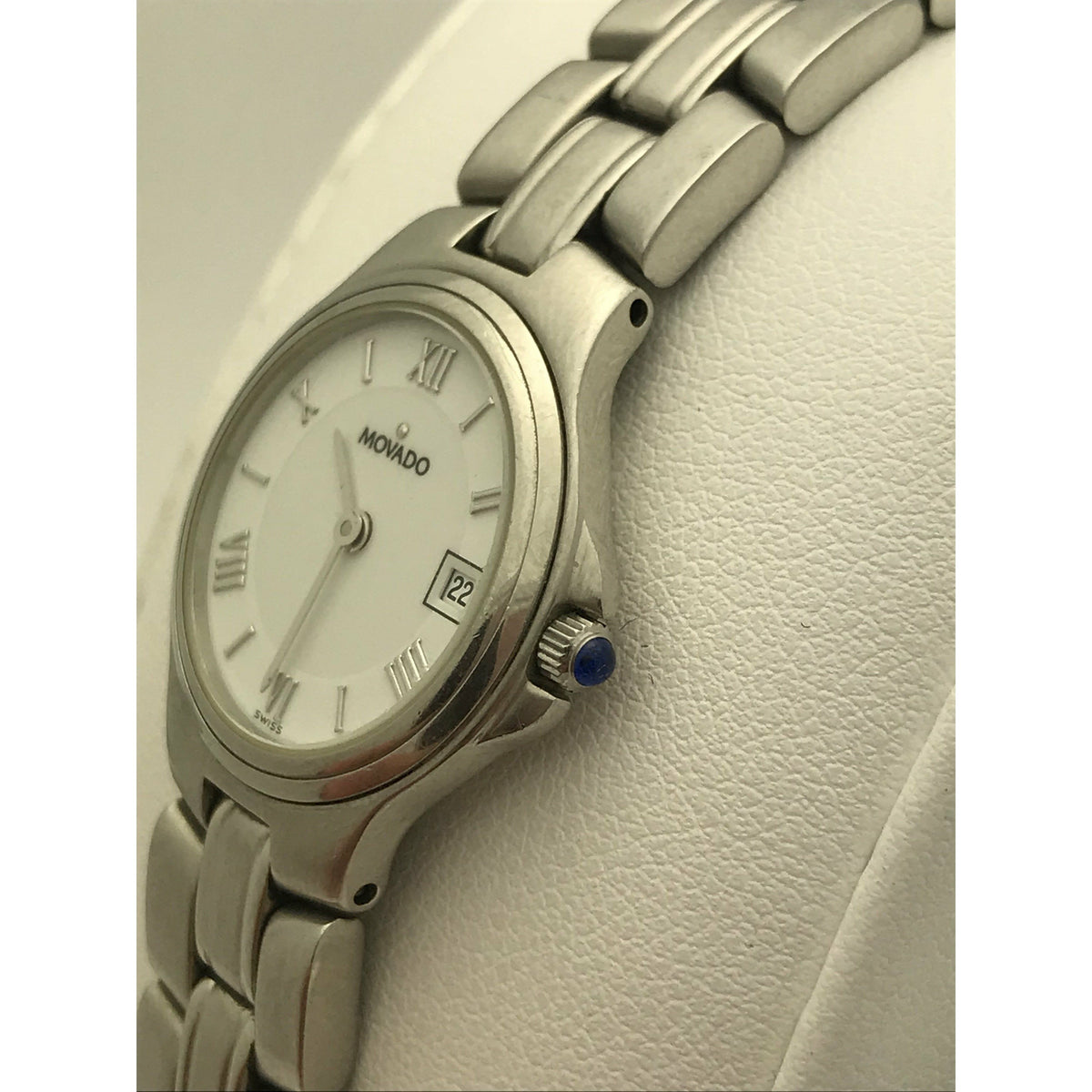 Movado Ladies White Dial Stainless Steel Bracelet Watch 0604149