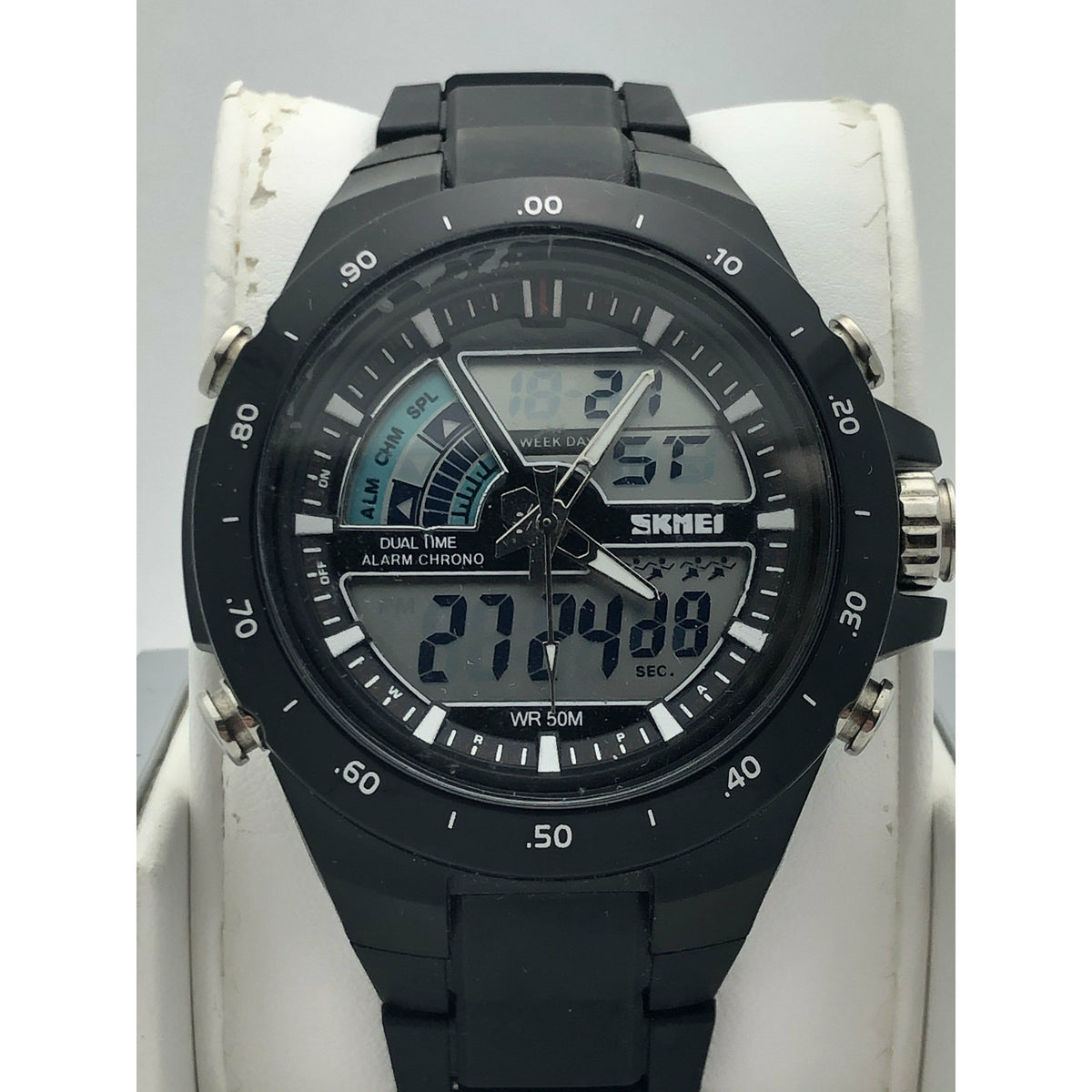 SKMEI Men's Dual Time Alarm Chrono Black Strap Watch 1016