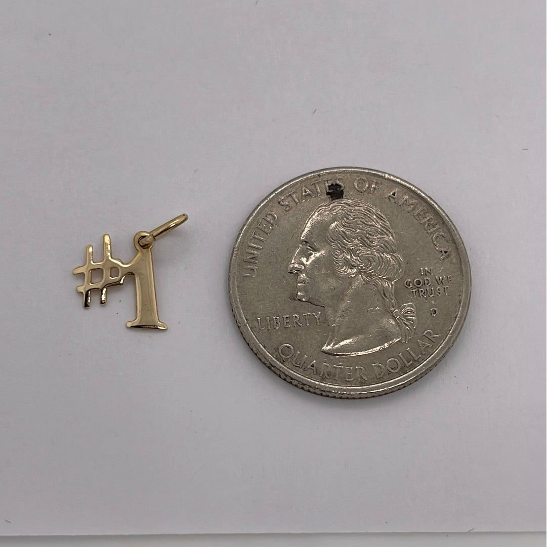 14K Yellow Gold #1 Charm Pendant P047