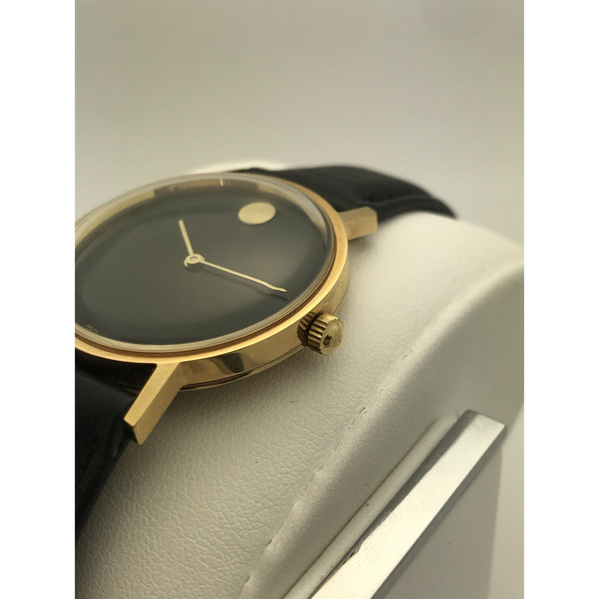 Movado Men's Limited Edition 1994 Black Dial Black Leather Strap Watch 1933775