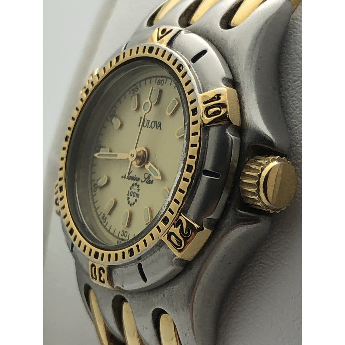 Bulova Ladies Marine Star Gold Tone Dial Two Tone Stainless Steel Watch 98M41