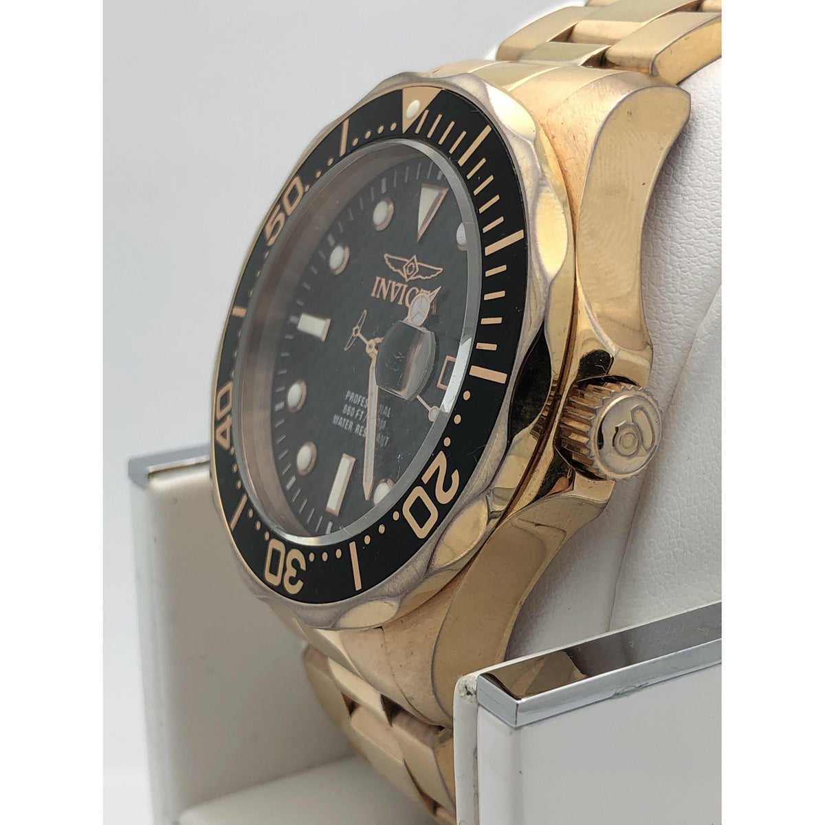 Invicta Men's Black Dial Rose Gold Tone Stainless Steel Bracelet Watch 14541