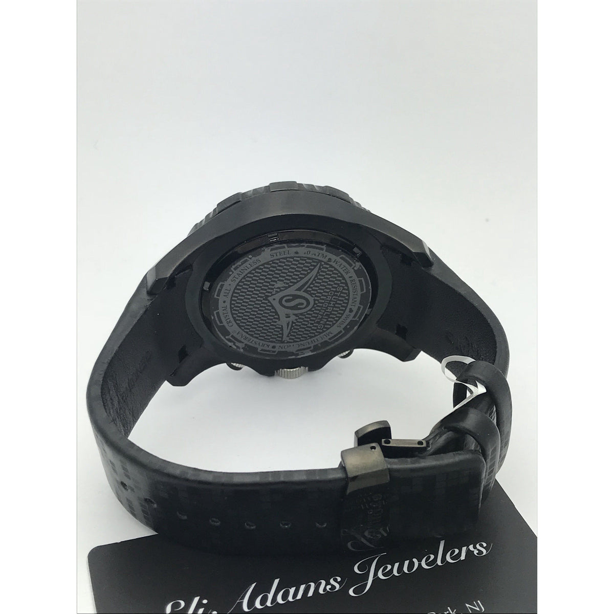 Stuhrling Krysterna Black Dial Black Leather Strap Men's Watch 517B