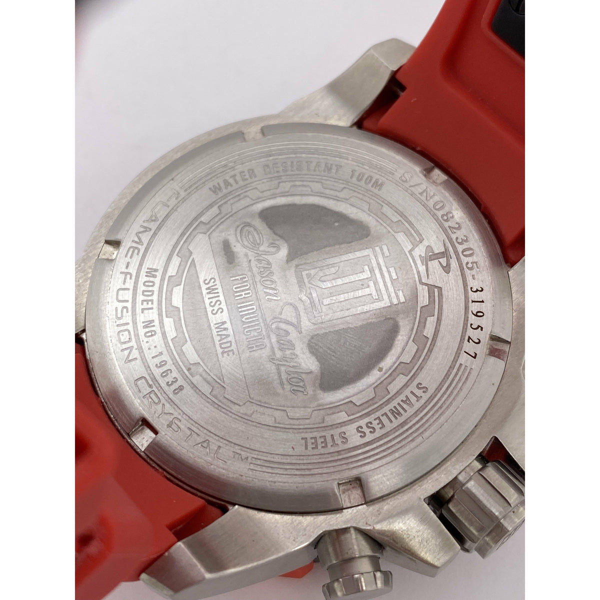 Invicta Men's JT Silver & Red Dial Red Rubber Band Quartz Watch 19638