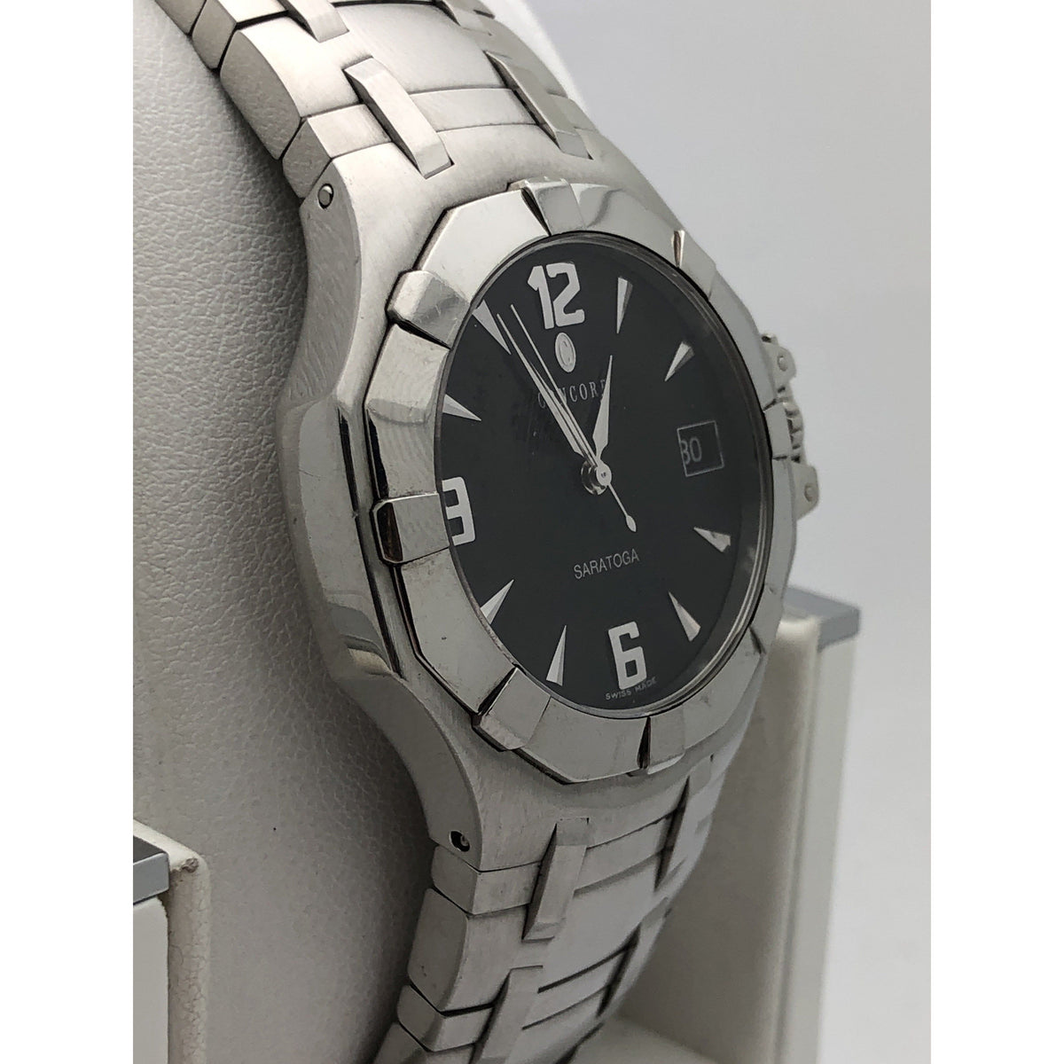 Concord Saratoga Men's Black Dial Stainless Steel Bracelet Watch 1198622