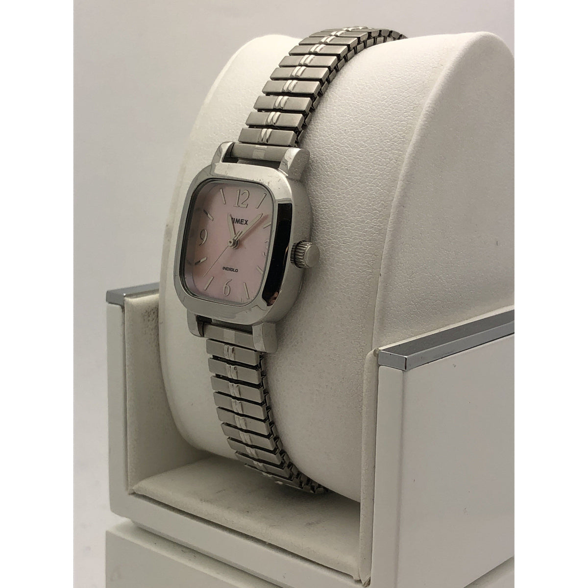 Timex Ladies Pink Dial Silver Tone Stainless Steel Bracelet Watch S5