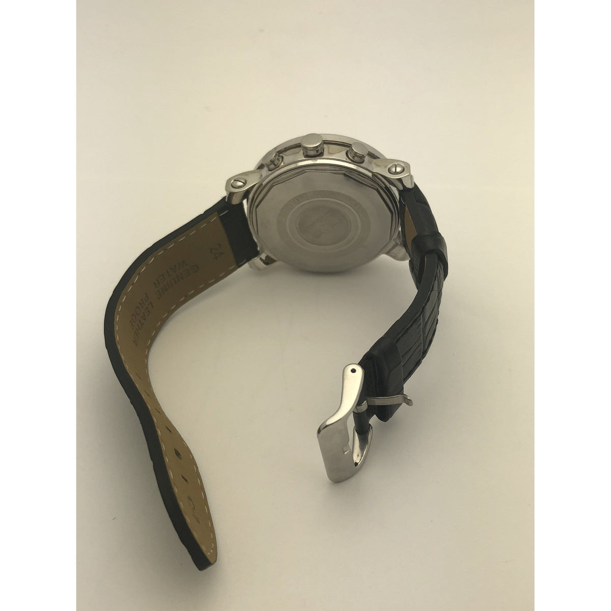 Techno Diezel Men's Silver Dial Stainless Steel Case Black Leather Band Watch 49018