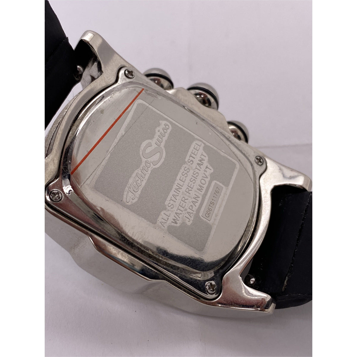 Techno Swiss Men's Rectangle Silver Dial Black Strap Watch G06TS11767