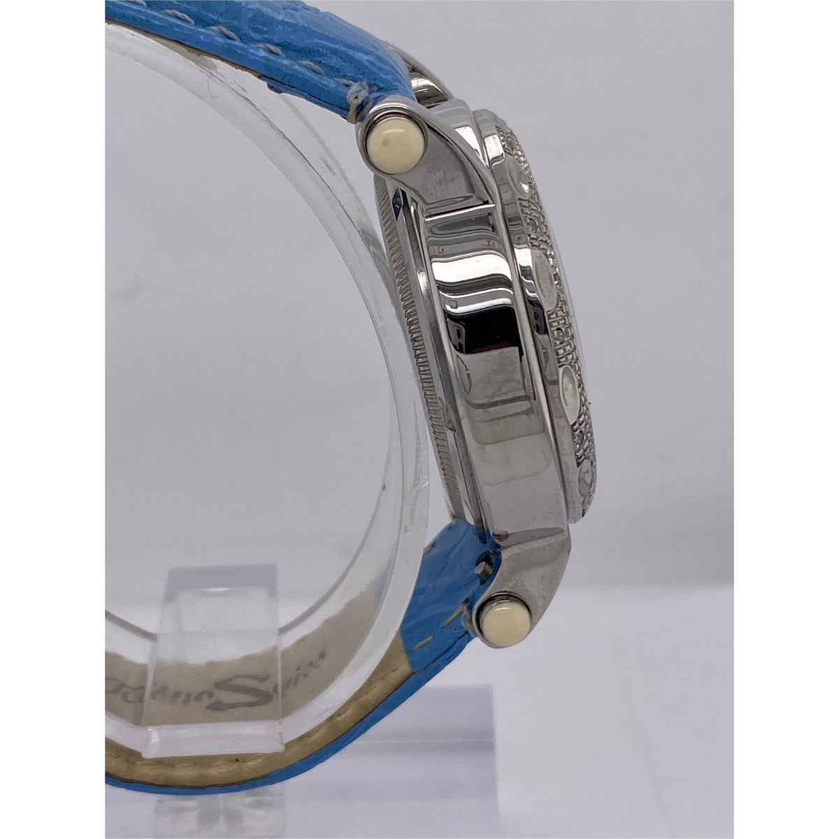 Techno Swiss Ladies Blue Snowflake Dial Blue Leather Strap Quartz Watch TSM-0669