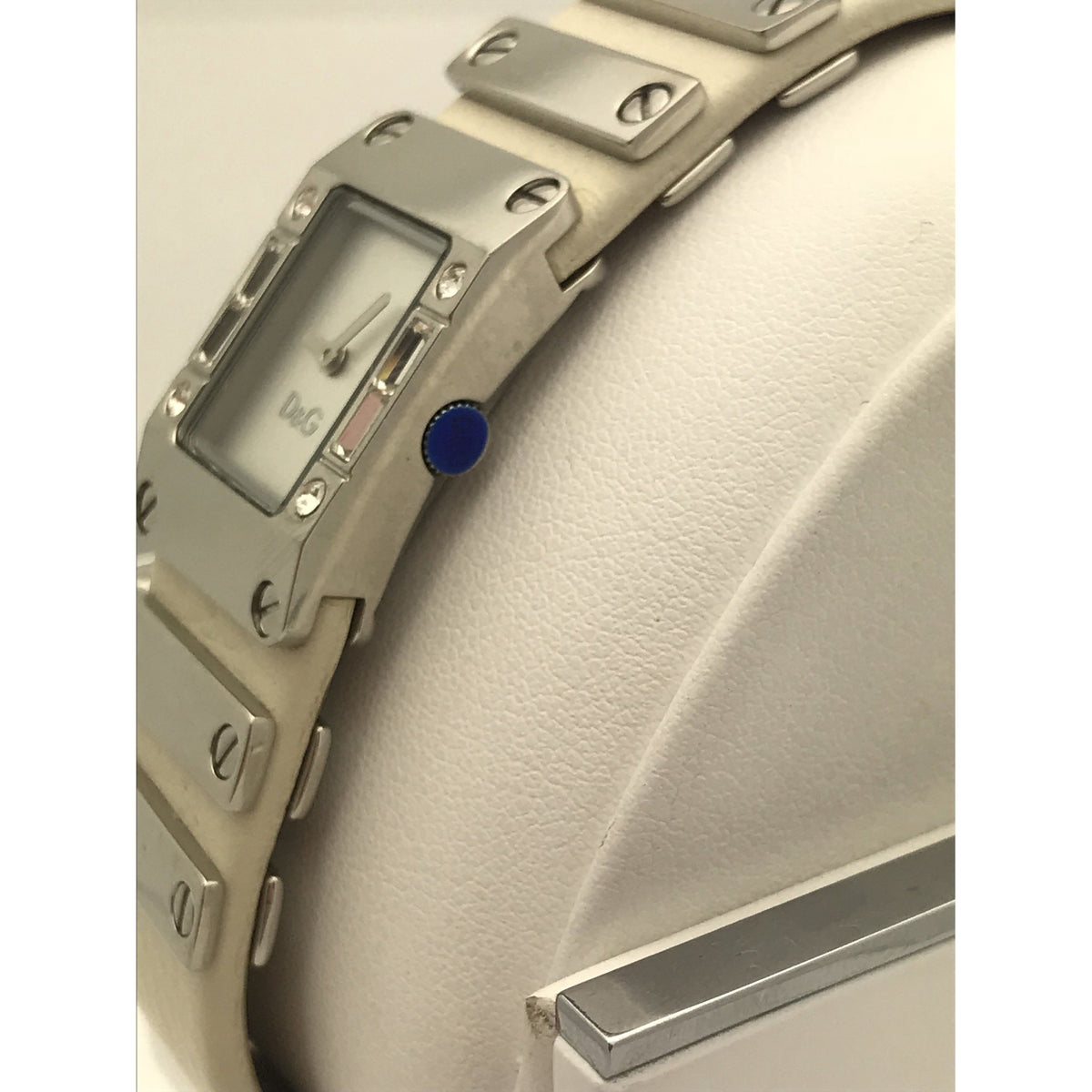 Dolce & Gabbana Ladies Silver Tone Dial Leather Band Watch