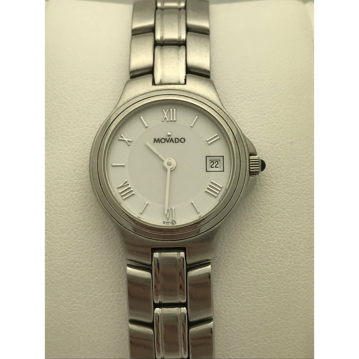 Movado Ladies White Dial Stainless Steel Bracelet Watch 0604149