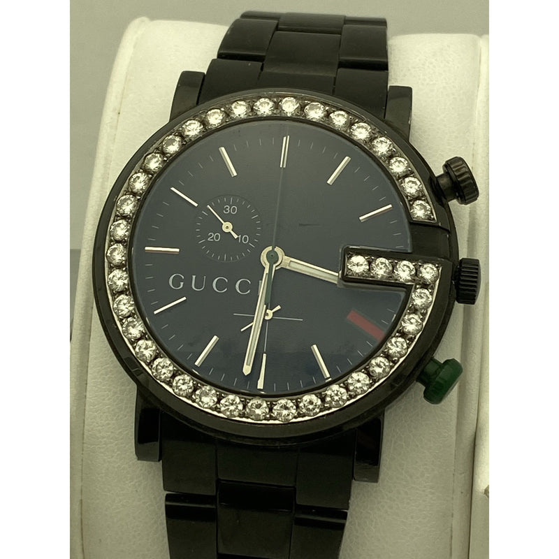 Gucci Men's 2.00CT. 39 RDS Bezel Black Dial Black Stainless Steel Watch 101M