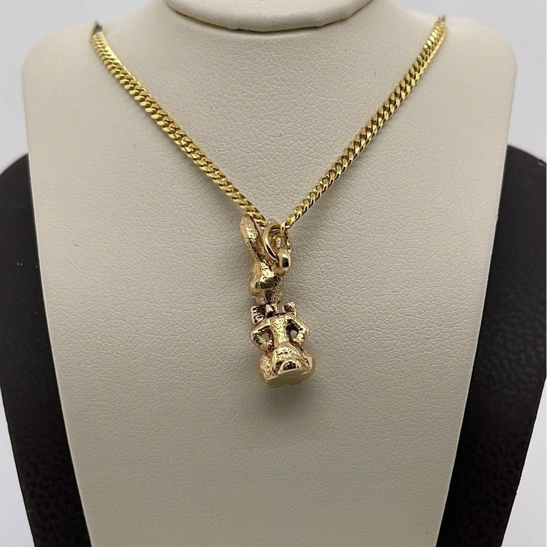 14K Yellow Gold Rabbit Charm Pendant P025