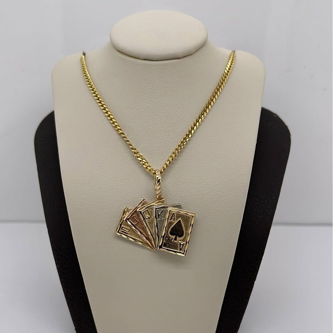 14K Gold Playing Cards Charm Pendant P040